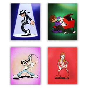 1930s Style Cartoon Pop Singers Set of 4 Unframed Art Prints Wall Decor